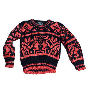 Vintage 80s/90s High Sierra Sweater Boys S/4 Red Fair Isle Chunky Knit Kids